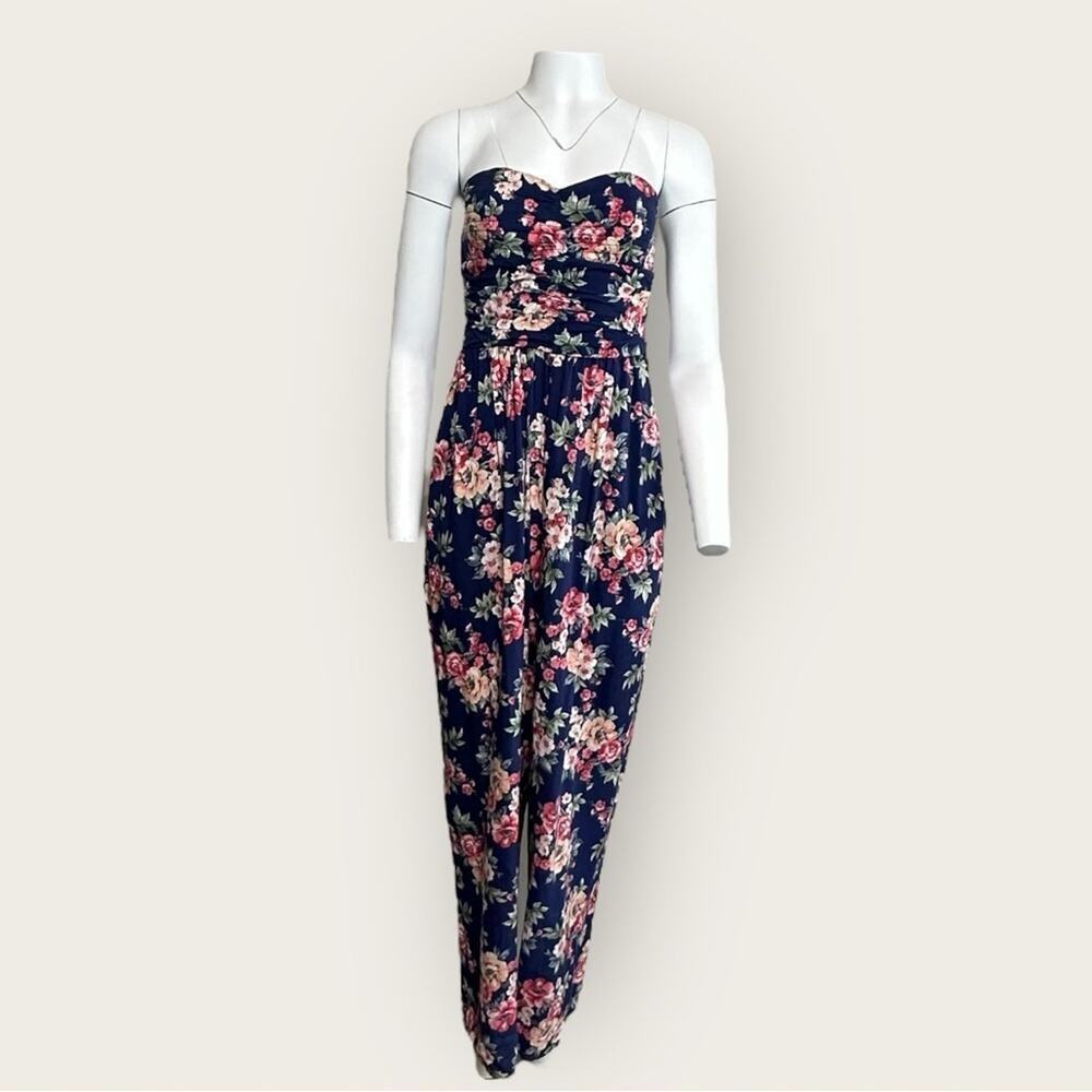 NWT | B.O.G | Strapless Floral Jumpsuit | Multi Blue | Medium